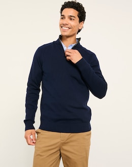 FatFace Rye 1/2 Neck Jumper (Regular &amp; Tall) - Navy