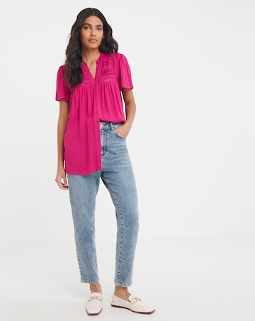 Crinkle Ladder Insert Blouse