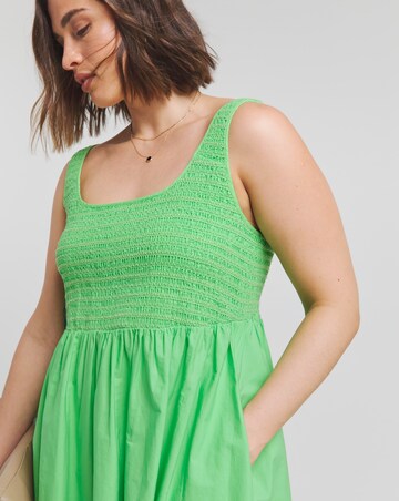 Simply Be Apple Green Shirred Poplin Midi Sundress