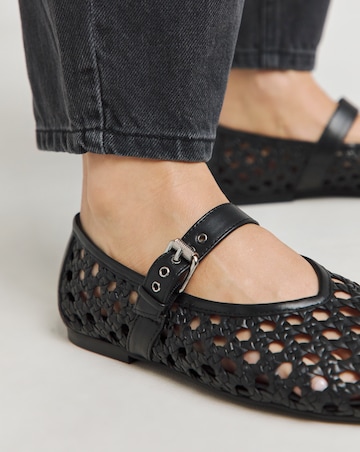 Anthology Valerian Leather Woven Mary Jane Ballerinas - Wide Fit (E)