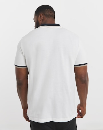 Tipped Pique Polo Long Length- White