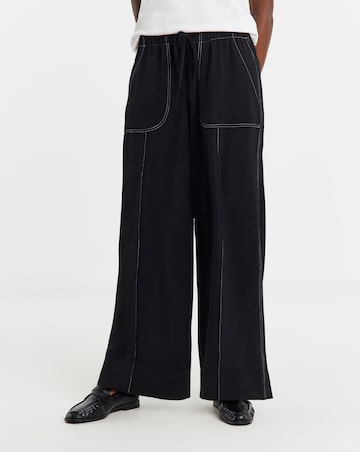 Stitch Detail Wide Leg Trouser