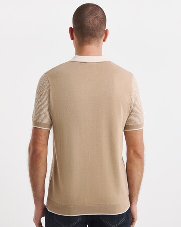 Geo Patterned Short Sleeve Knitted Polo