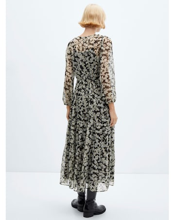 Mango Floral Print Midi Dress