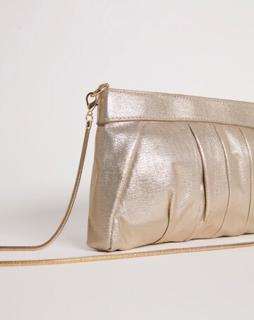 Gold Frame Detail Ruched Clutch Bag
