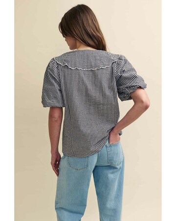 Nobody's Child Black Gingham Peter Pan Collar Short Sleeve Blouse