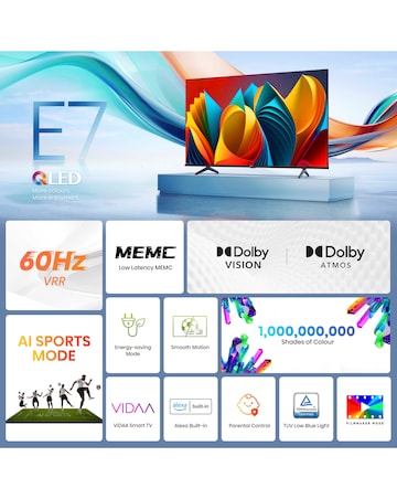 Hisense 43in 43E7NQTUK Smart 4K UHD HDR QLED TV with Amazon Alexa