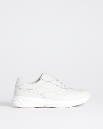 Heavenly Soles Rosetta Lace Up Patterned Leather Trainer - Extra Wide Fit (EEE)