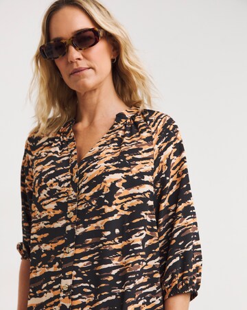 Printed Textured Fabric Kaftan Dress