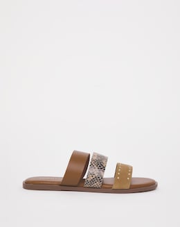 3 Strap Leather Mule - Wide Fit (E)