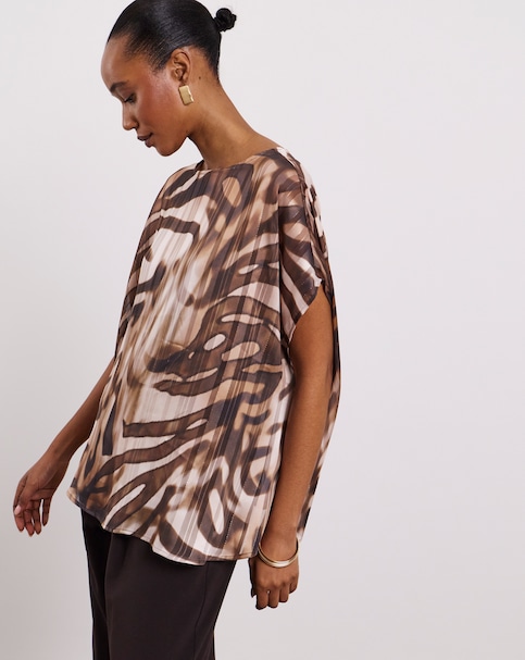 Joanna Hope Animal Print Asymmetric Blouse
