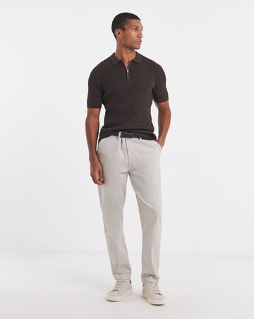 Textured Knitted Zip Neck Polo