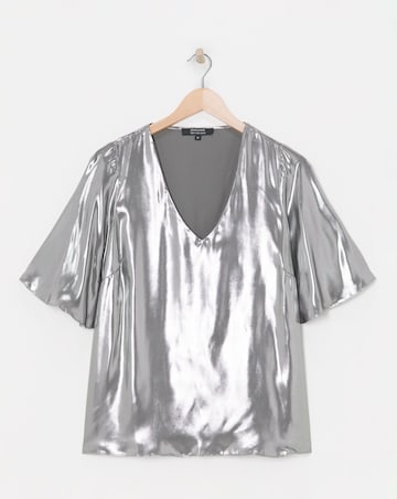 Metallic Angel Sleeve Blouse