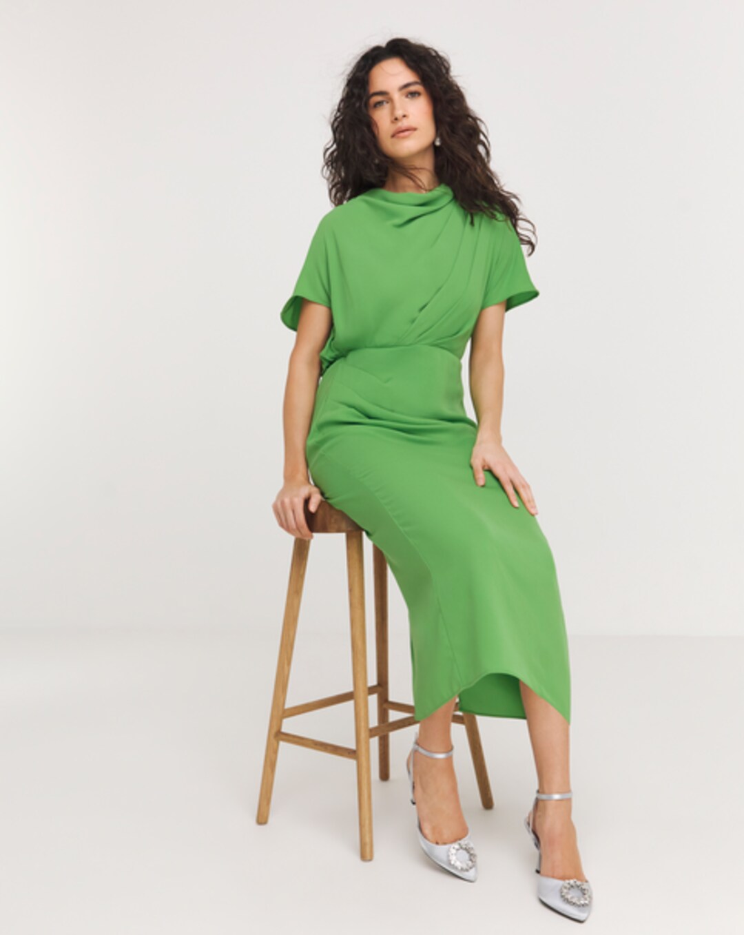 slim fit dress slacks Tilly Satin Draped Column Gown – THEIA main image 0