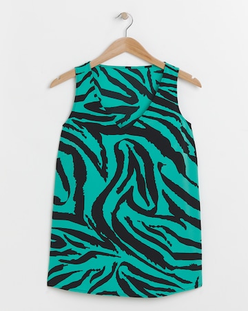 Printed V Neck Woven Vest