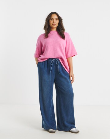 Cosy Yarn Pink Short Sleeve Boxy Knitted T-Shirt