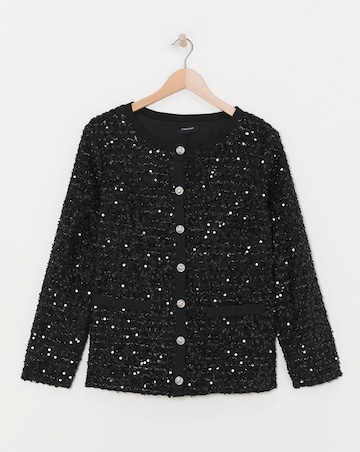Sequin Button Front Cardigan