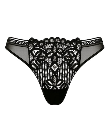 Figleaves Harper Geometric Lace Thong - Black