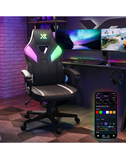 X Rocker Tempest RGB Ergonomic PC Office Gaming Chair with LED Lights - Black