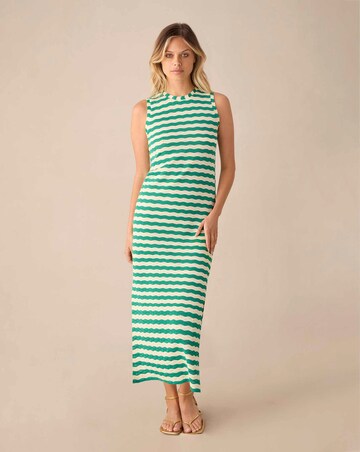 Ro&Zo Green Stripe Column Knit Dress