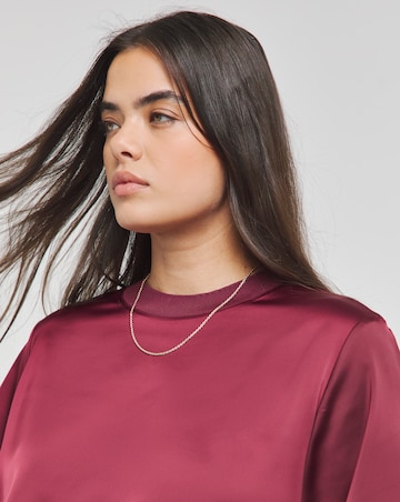 Satin Ribbed Neck Boxy Top