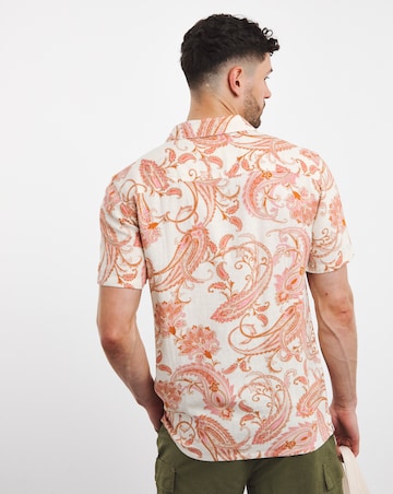 Short Sleeve Paisley Cuban Collar Shirt
