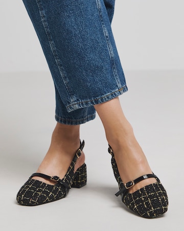 Heavenly Soles Analise Block Heel Slingback Mary Jane - Wide Fit (E)