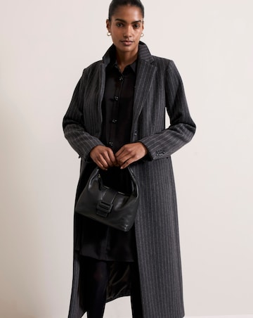 Phase Eight Tila Black Satin Embellished Shirt Dress