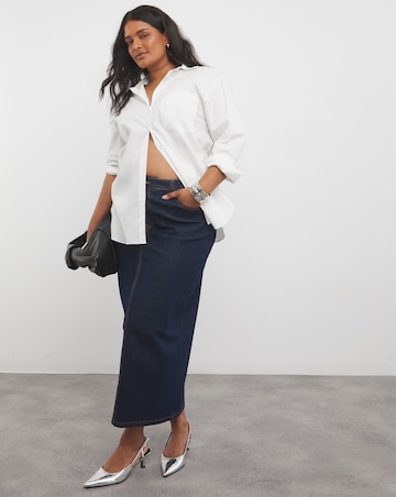 Indigo Contrast Stitch Maxi Skirt