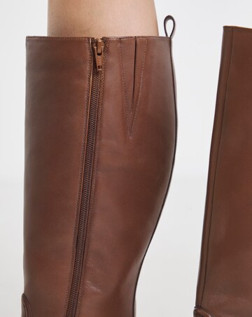 Berry Leather Knee High Riding Boots - Wide Fit (E) & Curvy Calf