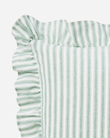 Sylvia Ruffled Stripe Cushion - Green