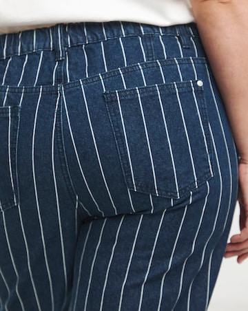 Simply Be Striped Blue Wide Leg Jeans