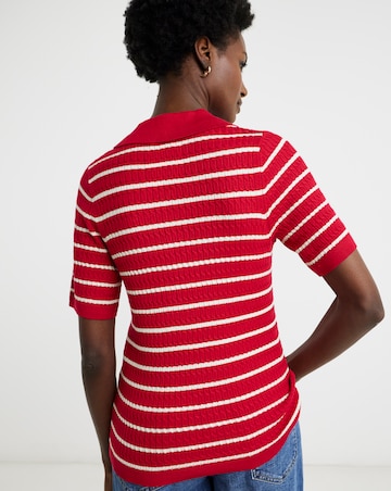 Contrast Short Sleeve Cable Jumper