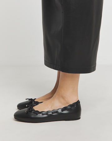 Euphoria Scalloped Edge Ballerinas - Wide Fit (E)