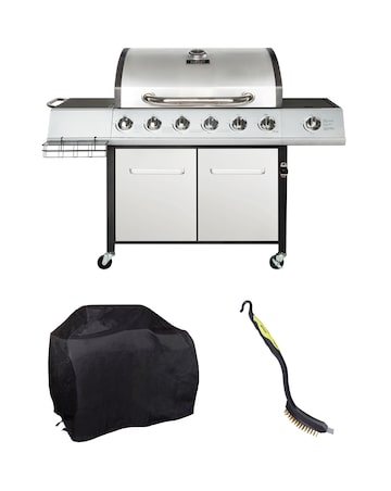 Charles Bentley 6 Burner Gas BBQ with Side Burner Bundle