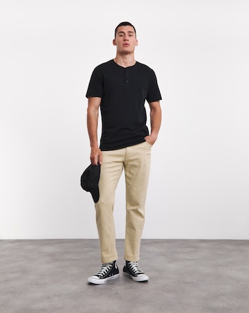 Pure Cotton Grandad T-Shirt- Black