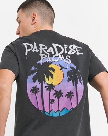 Garment Washed Paradise Palms Graphic Tshirt Long