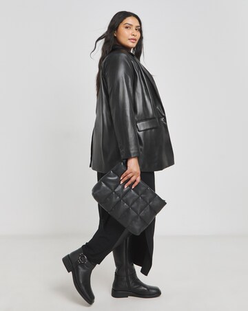 Black Single Breasted PU Blazer