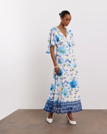 Joanna Hope Cape Sleeve Printed Tea Dress