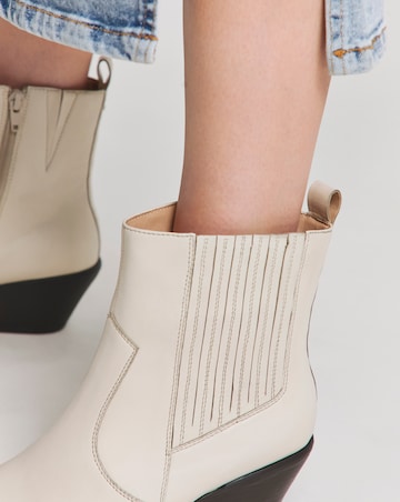 Katya Leather Pointed Chelsea Western Ankle Boots Wide E Fit