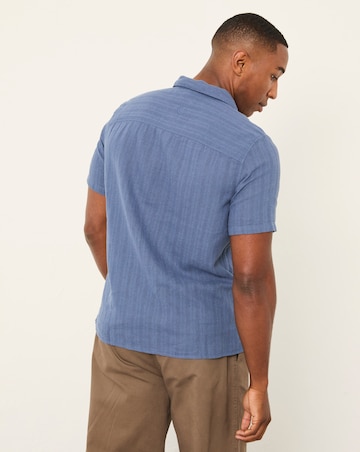 FatFace Bugle Linen Stripe Shirt (Regular & Tall) - Dark Blue