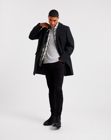 Black Faux Wool Overcoat