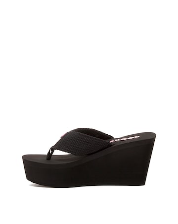 Rocket Dog Black Webbing Toe Post Wedge Sandals
