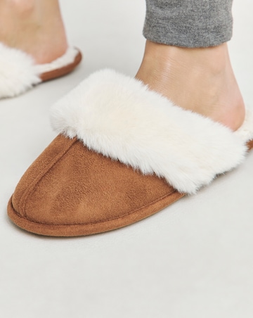 Elyse Faux Fur Mule Slippers - Extra Wide Fit (EEE)