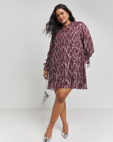 Lovedrobe Purple Frill Neck Swing Dress