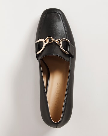 Flexible Block Heel Loafer with Trim - Wide Fit (E)