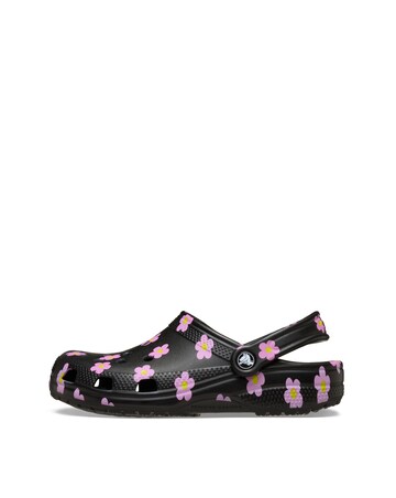 Crocs Black/Pink Classic Flower Clog - Standard Fit