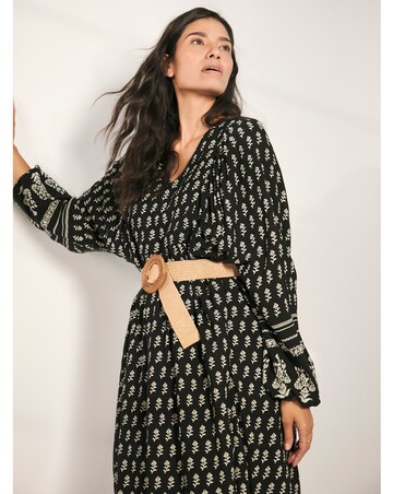 Border Print Batwing Smock Maxi Dress