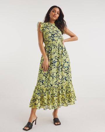 Sleeveless V-Neck Maxi Dress With Frills