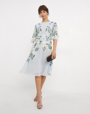 green emerald velvet dress Simply Be Joanna Hope Tiered Printed Dress
